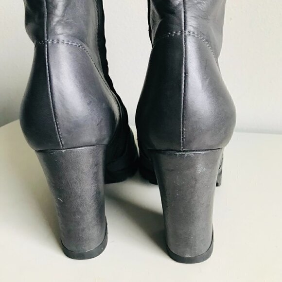 MM6 Maison Martin Margiela Gray Leather Heeled Ankle Boots Size 6 EU 38 - Picture 5 of 10